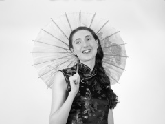 Estalla Rose in black cheongsam