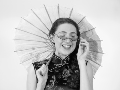 Estalla Rose in black cheongsam