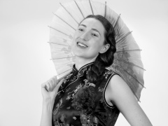 Estalla Rose in black cheongsam