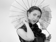 Estalla Rose in black cheongsam