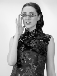 Estalla Rose in black cheongsam Estalla Rose in black cheongsam