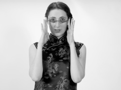 Estalla Rose in black cheongsam