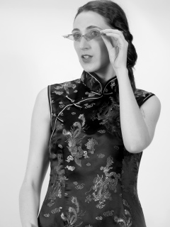 Estalla Rose in black cheongsam Estalla Rose in black cheongsam