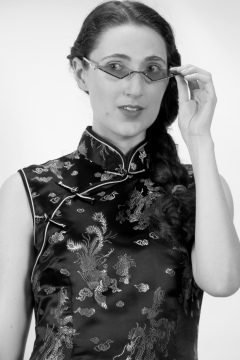 Estalla Rose in black cheongsam Estalla Rose in black cheongsam