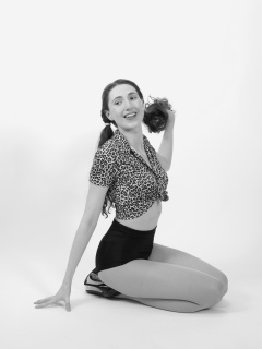 Estalla Rose exercises in vitage t-shirt and girdle Estalla Rose exercises in vitage t-shirt and girdle