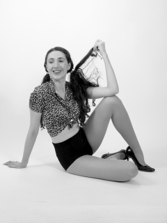Estalla Rose exercises in vitage t-shirt and girdle