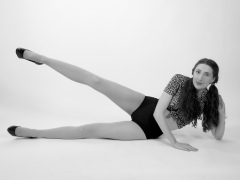 Estalla Rose exercises in vitage t-shirt and girdle Estalla Rose exercises in vitage t-shirt and girdle