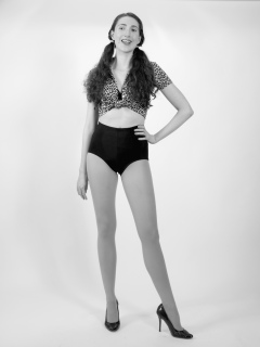Estalla Rose exercises in vitage t-shirt and girdle Estalla Rose exercises in vitage t-shirt and girdle