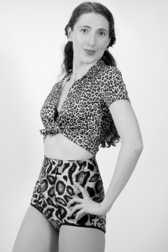 Estalla Rose exercises in vitage t-shirt and girdle
