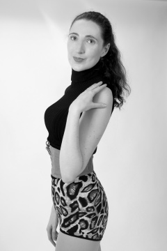 Estalla Rose exercises in vitage t-shirt and girdle Estalla Rose exercises in vitage t-shirt and girdle