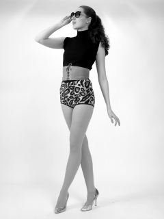 Estalla Rose exercises in vitage t-shirt and girdle Estalla Rose exercises in vitage t-shirt and girdle