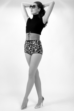Estalla Rose exercises in vitage t-shirt and girdle Estalla Rose exercises in vitage t-shirt and girdle