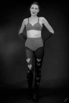 2026-02-07 Estella-Rose matching red bra and control briefs worn as hot pants