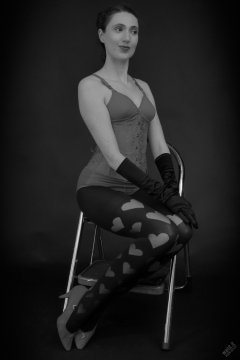 2026-02-07 Estella-Rose matching red bra, under bust corset and control briefs worn as hot pants