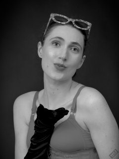 2026-02-07 Estella-Rose matching red bra, under bust corset and control briefs worn as hot pants