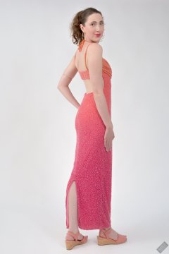 2026-08-01 Estella Rose models her own pink pageant evening dress.