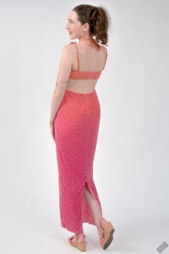 2026-08-01 Estella Rose models her own pink pageant evening dress.