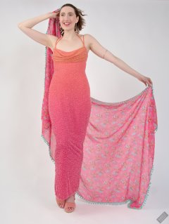 2026-08-01 Estella Rose models her own pink pageant evening dress.