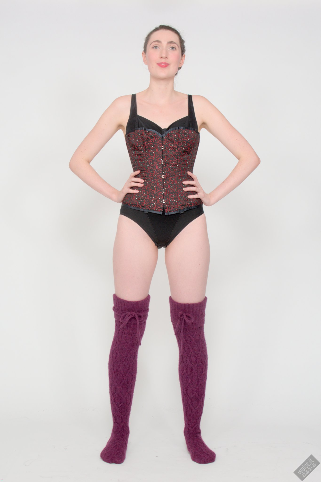 2026-09-26 Estella-Rose in maroon Vollers corset. duo woollens shoot