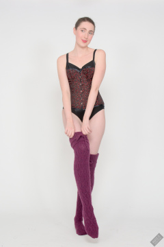 2026-09-26 Estella-Rose in maroon Vollers corset. duo woollens shoot