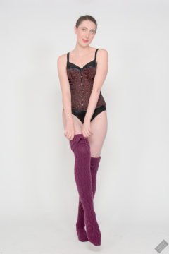 2026-09-26 Estella-Rose in maroon Vollers corset. duo woollens shoot