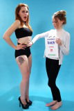 Lora and Amy figure control - Amy gently pats Lora's tummy to reminder her to tuck in, but forgets that her hands are rather cold