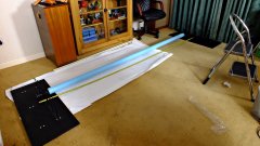 2015-02-01 Making the ceiling mounts for the roller brackets used in the backdrop system. I'm using a pair of plywood plates 1000mm x 400mm x 18mm.