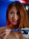2015-08-03 Laura Toy pinup shoot, with vintage Dymo marker prop