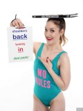 2018-04-07 Annie91 in her own turquoise one-piece swimsuit