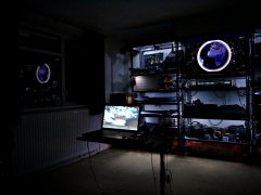 LED lighting demo. 2016-09-23 Studio at Night, long-shot
