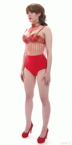 Kirsten-Ria rotation that shows her excellent posture and tiny waist - shoulders down and back, chest lifted high, back straight, stomach tucked right in - perfect!
