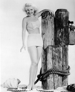influences: Cleo Moore, tight two-piece swimsuit