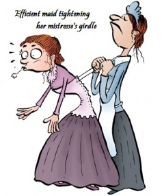 influences: Maid tightening girdle cartoon