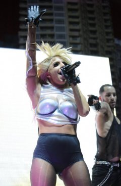influences: Lady Gaga stage costume with control briefs