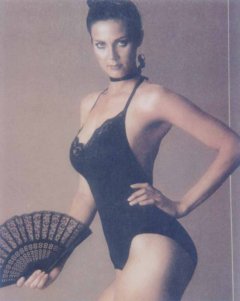 influences: Lynda Carter modelling black corselet