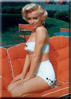 influences: Marilyn Monroe in a pale blue bikini