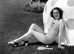influences: Olivia De Havilland in one-piece swimsuit