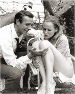 influences: Sean Connery and Ursula Andress monochrome
