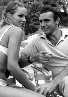 influences: Ursula Andress and Sean Connery monochrome