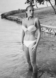 influences: Ursula Andress classic white bikini monochrome, 1962