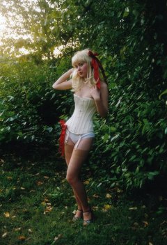 Johanna Ost modelling corset outdoors, photo by Liselotte Eriksson