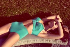 Victoria Beckham green retro bikini